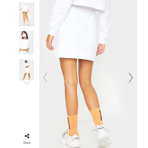 WHITE POCKET DETAIL High Waisted SWEAT MINI SKIRT - Picture 2 of 4